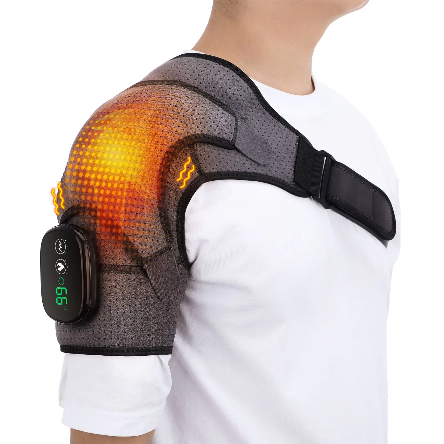 Electric Heating Shoulder Massage Heated Back Shoulder Brace Adjustable Heating Shoulder Massage Belt for Arm Muscle Relaxation