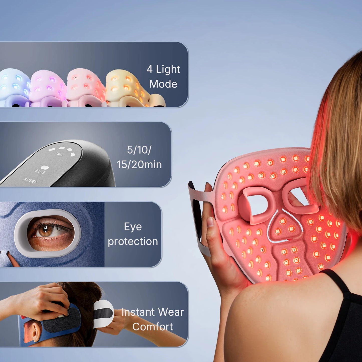 510K Wireless Near-Infrared and Red Light Therapy Facial Mask for Powerful Anti-Ageing Professional Ultra-Light Mask
