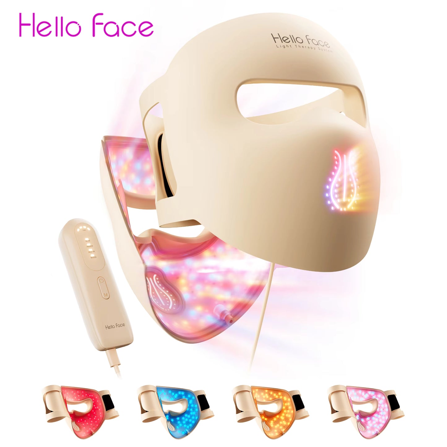 M300 4D LED Light Therapy Mask 311 Leds, 4 Modes, Anti-Aging & Acne Care, Ergonomic Silicone Design, Visual Comfort