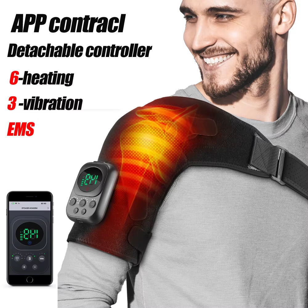 Electric Heating Shoulder Massage Heated Back Shoulder Brace Adjustable Heating Shoulder Massage Belt for Arm Muscle Relaxation