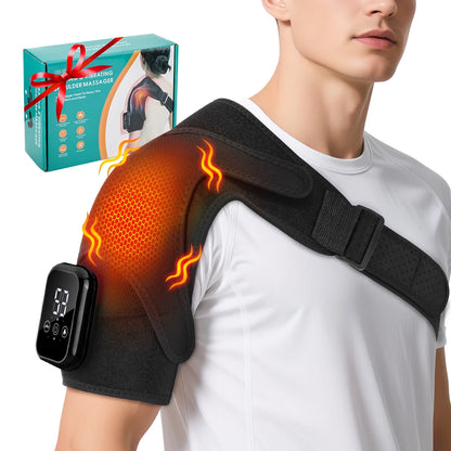 Portable Shoulder Massage Belt 3 Levels Adjustable Heating Vibration Shoulder Support Brace Wrap Pad Massage Relaxation Cordless