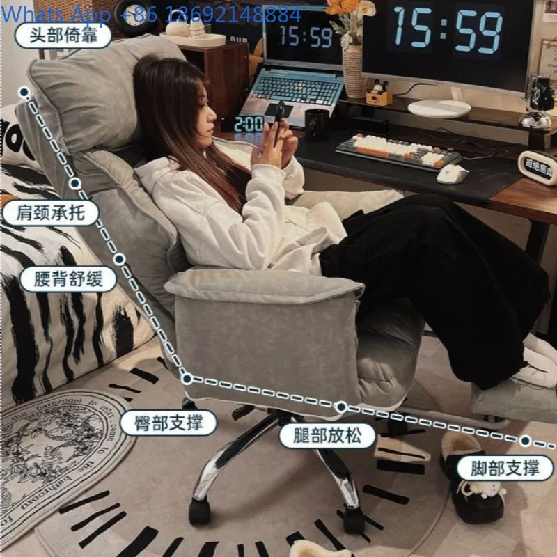 Comfortable for Long Sitting, Computer Sofa, Bedroom Desk Chair, Office Chair, Can Sit and Lie, with Backrest