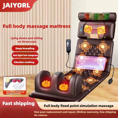 Electric Full Body Massage Mattress with Heating Hand Control Shoulder Neck Waist Airbag Back Kneading Vibration Massage Cushion