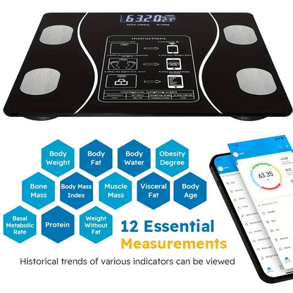 Smart Body Fat Scale Bluetooth Health Scale Wireless LED Digital Weight Scale Body Composition Analyzer Testing Body Fat Scale