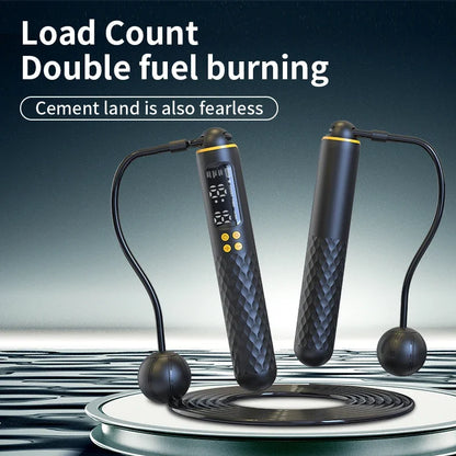Wireless Digital Jump Rope USB Calorie Counter Adjustable Cordless Skipping Rope Fitness Exercise Trainer for Weight Loss