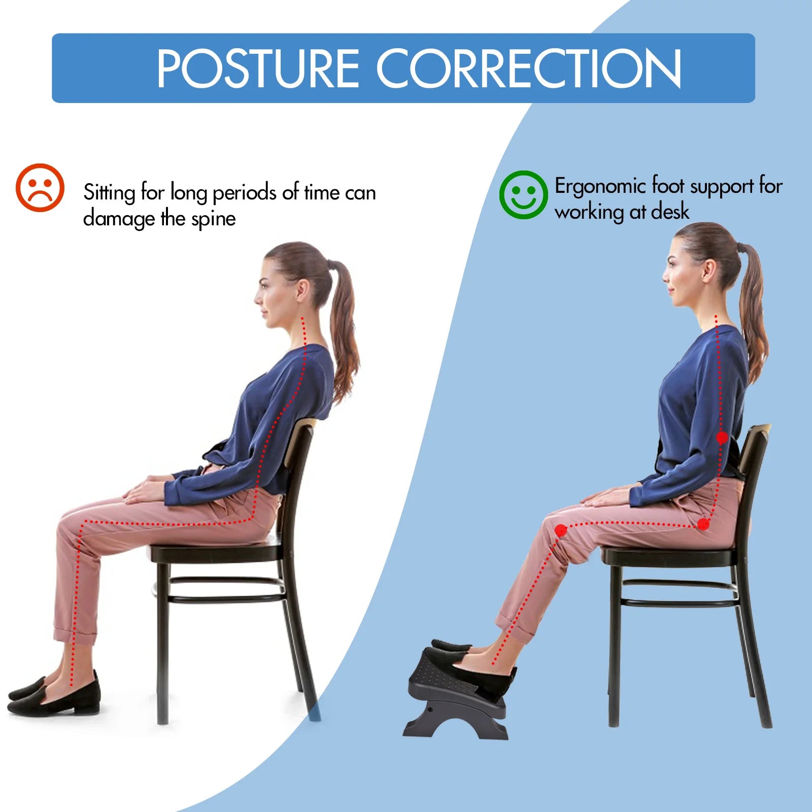 Ergonomic under Desk Footrest Massage Rollers Leg Rest Pain Relief Non-Slip Foot Stool Posture Correction as Christmas New Gift
