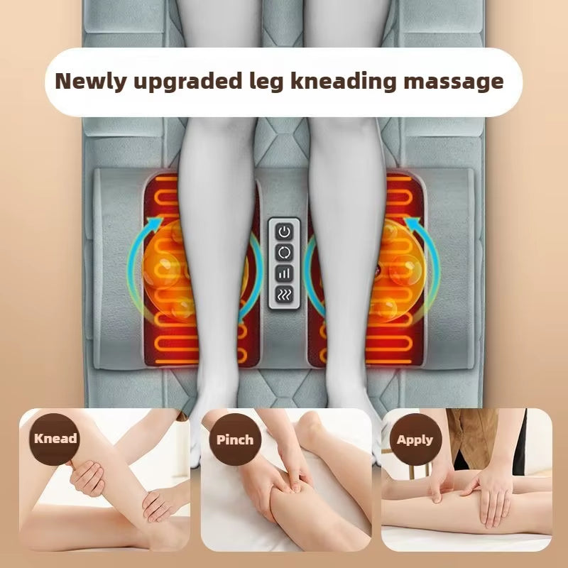 Electric Full Body Massage Mattress with Heating Hand Control Shoulder Neck Waist Airbag Back Kneading Vibration Massage Cushion