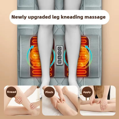 Electric Full Body Massage Mattress with Heating Hand Control Shoulder Neck Waist Airbag Back Kneading Vibration Massage Cushion