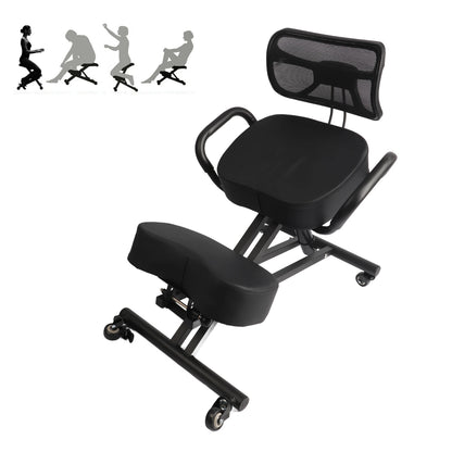 Height Adjustable Ergonomic Breathable Back Support Kneeling Chair with Leather Cushion Kneeling Chair Orthopaedic Stool