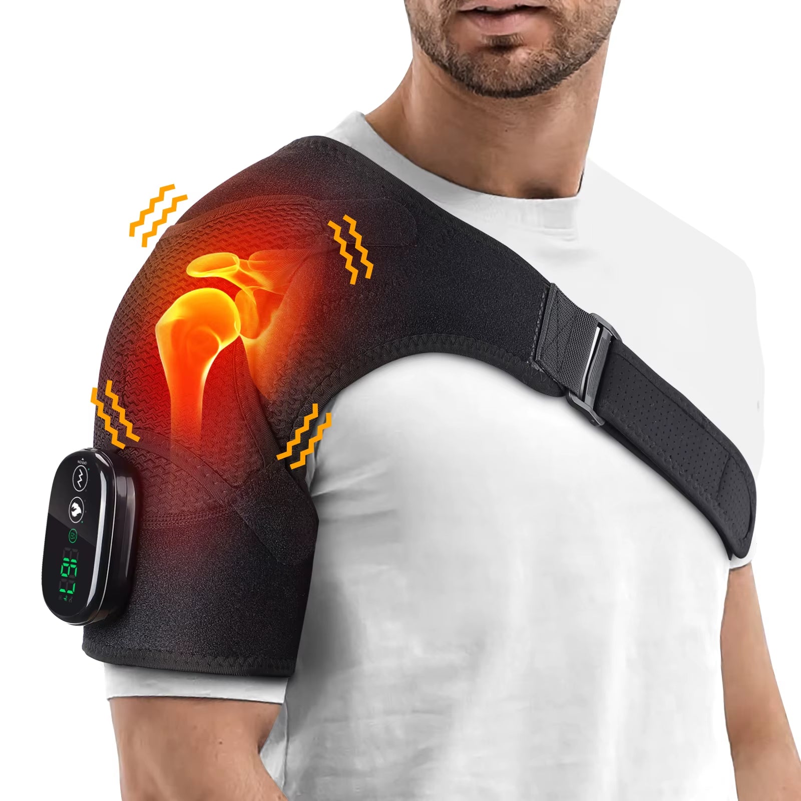 Electric Heating Shoulder Massage Heated Back Shoulder Brace Adjustable Heating Shoulder Massage Belt for Arm Muscle Relaxation