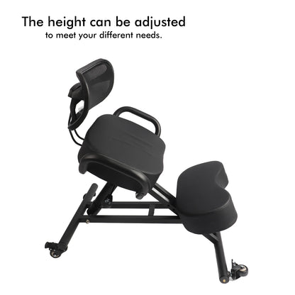 Height Adjustable Ergonomic Breathable Back Support Kneeling Chair with Leather Cushion Kneeling Chair Orthopaedic Stool