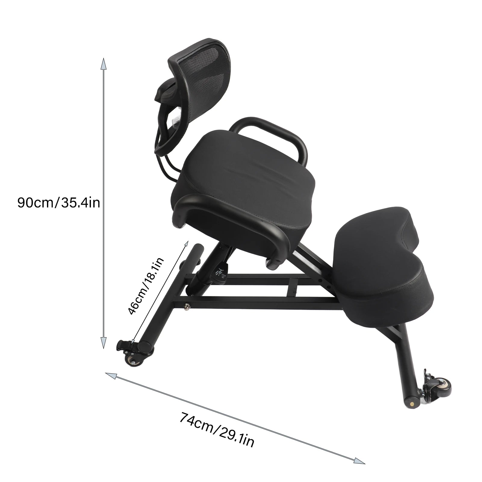 Height Adjustable Ergonomic Breathable Back Support Kneeling Chair with Leather Cushion Kneeling Chair Orthopaedic Stool