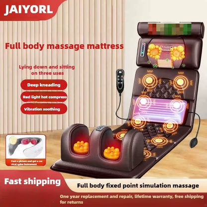Electric Full Body Massage Mattress with Heating Hand Control Shoulder Neck Waist Airbag Back Kneading Vibration Massage Cushion