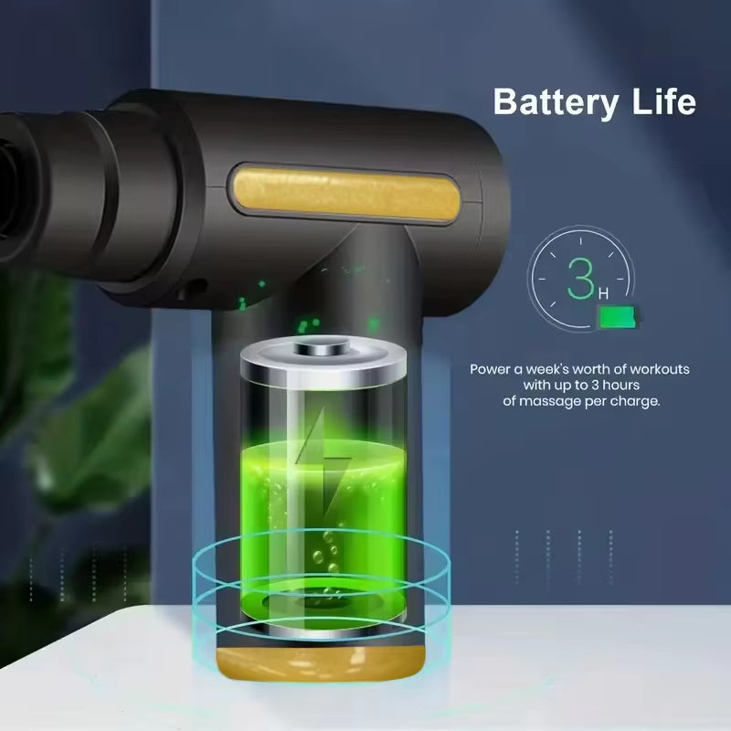 Portable Handheld Fascia Gun USB Charging Tapping Massager for Body Back Neck Leg 6 Levels of Intensity