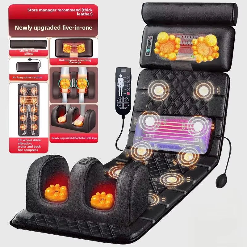Electric Full Body Massage Mattress with Heating Hand Control Shoulder Neck Waist Airbag Back Kneading Vibration Massage Cushion