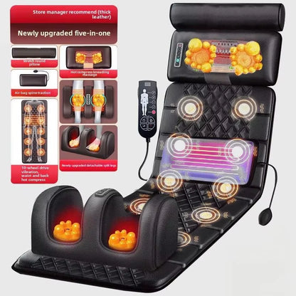 Electric Full Body Massage Mattress with Heating Hand Control Shoulder Neck Waist Airbag Back Kneading Vibration Massage Cushion
