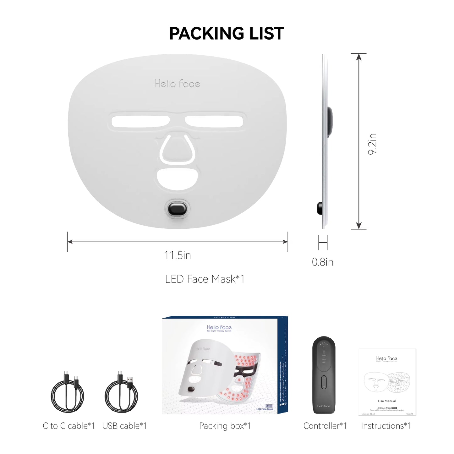 510K Wireless Near-Infrared and Red Light Therapy Facial Mask for Powerful Anti-Ageing Professional Ultra-Light Mask
