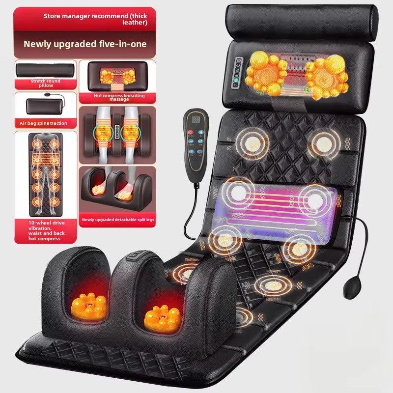 Electric Full Body Massage Mattress with Heating Hand Control Shoulder Neck Waist Airbag Back Kneading Vibration Massage Cushion