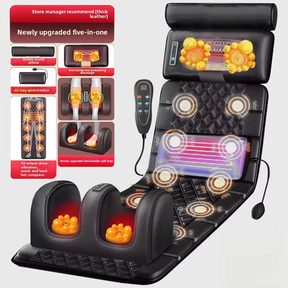 Electric Full Body Massage Mattress with Heating Hand Control Shoulder Neck Waist Airbag Back Kneading Vibration Massage Cushion