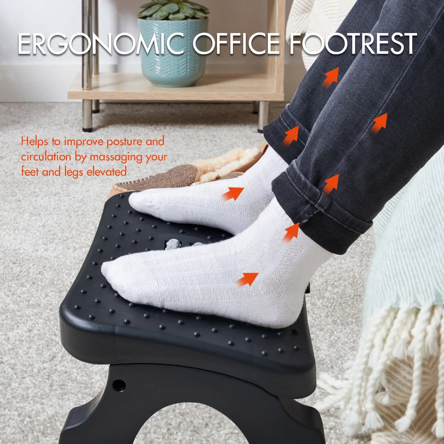 Ergonomic under Desk Footrest Massage Rollers Leg Rest Pain Relief Non-Slip Foot Stool Posture Correction as Christmas New Gift