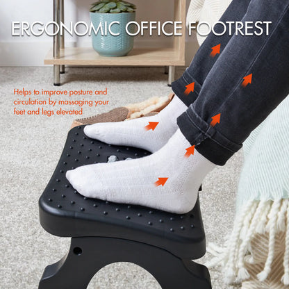 Ergonomic under Desk Footrest Massage Rollers Leg Rest Pain Relief Non-Slip Foot Stool Posture Correction as Christmas New Gift