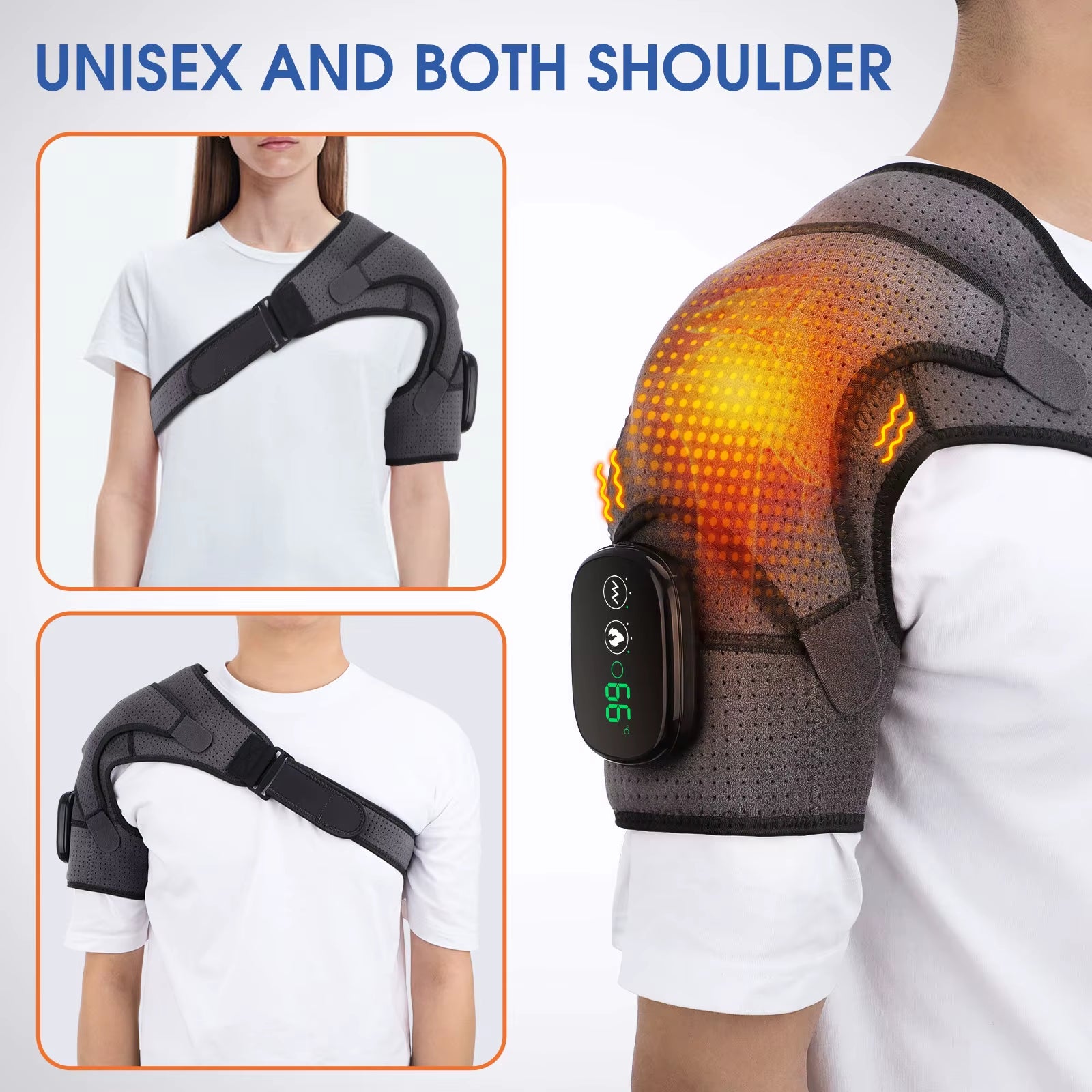 Electric Heating Shoulder Massage Heated Back Shoulder Brace Adjustable Heating Shoulder Massage Belt for Arm Muscle Relaxation