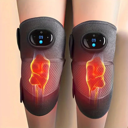 1Pc/2Pcs Heated Knee Massager, 3-In-1 Heated Knee, Elbow, and Shoulder Wrap, Vibrating Knee Heating Pad, 3 Adjustable Vibration and Heating Modes, Heating Pad for Knee, Elbow, Shoulder, and Leg Relaxation (Dual-Use Device)