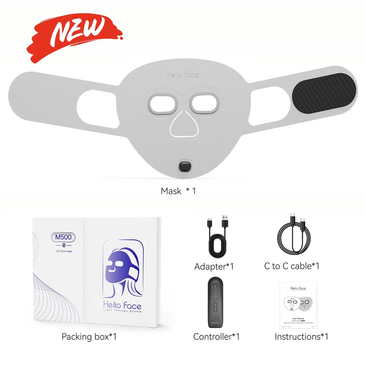510K Wireless Near-Infrared and Red Light Therapy Facial Mask for Powerful Anti-Ageing Professional Ultra-Light Mask
