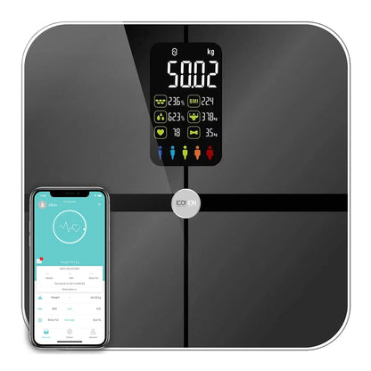 Digital Bluetooth Bathroom Scale - High Accuracy Body Fat and BMI Analyzer Large Display Weight Scales for Health Monitoring
