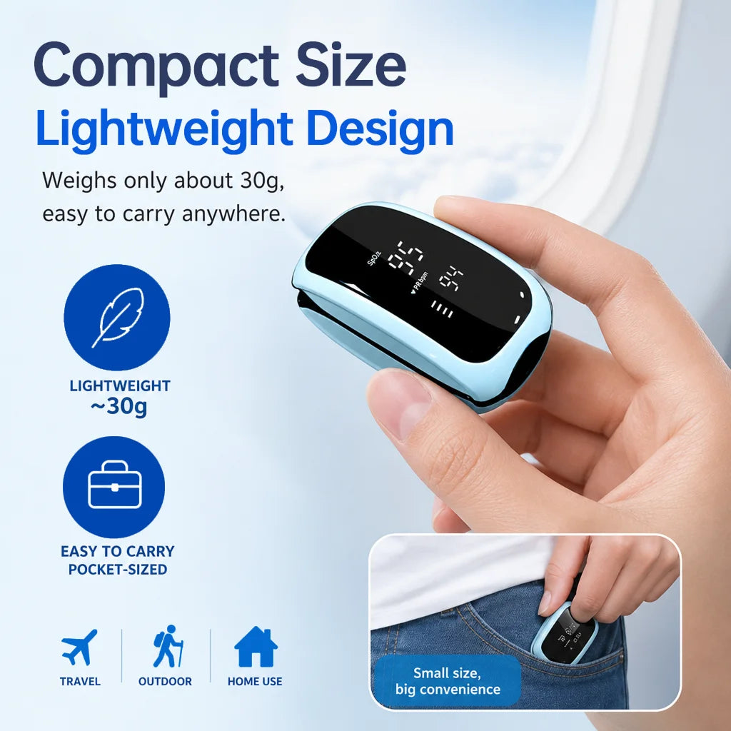 Rechargeable Medical Oximeter Strap Lanyard Fingertip Pulse Oximeter Blood Oxygen Saturation Monitor Digital LED Display Child