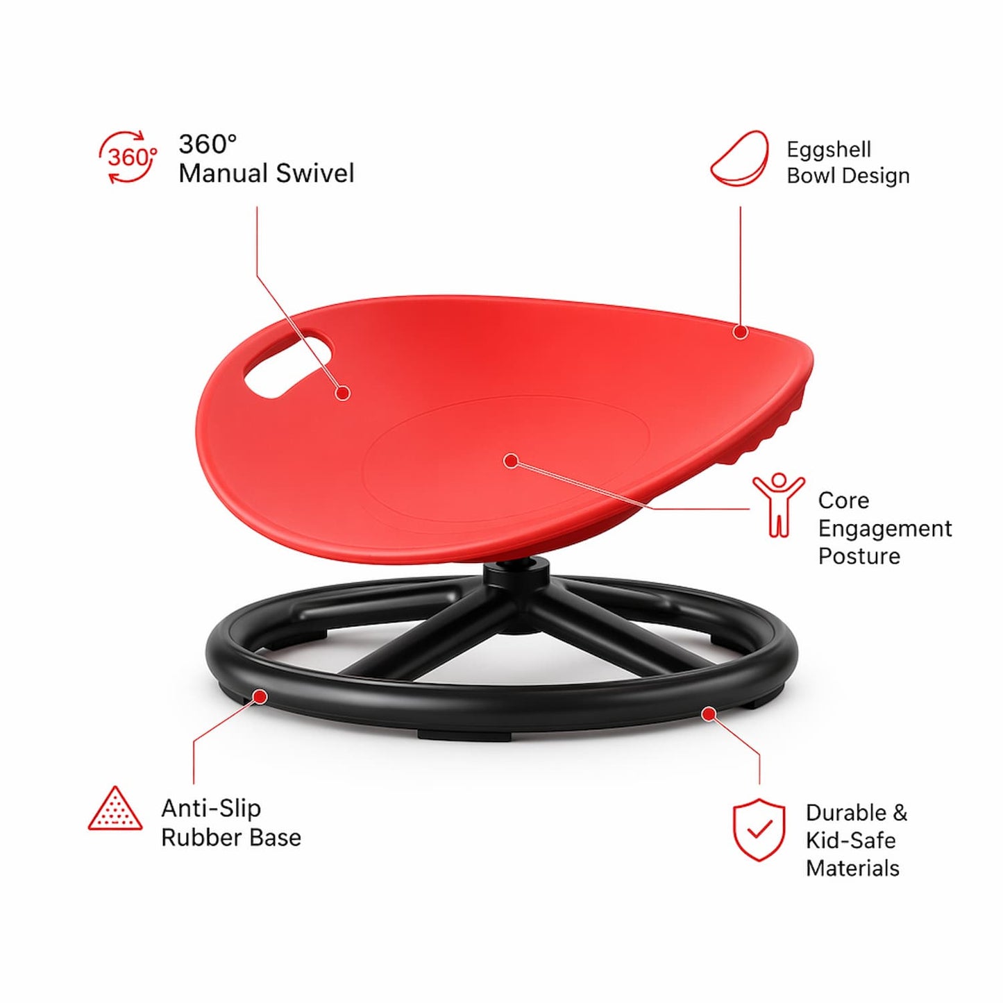 Sensory Swivel Chair for Kids & Adults – Eggshell Wobble Seat for ADHD Focus, Active Sitting